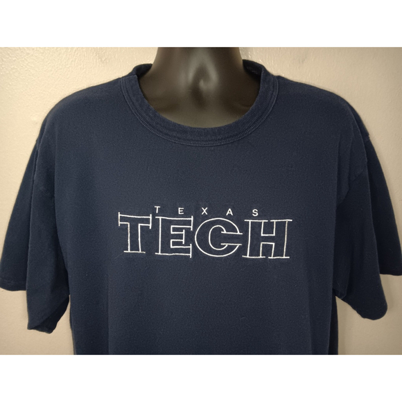 Vintage 90s Texas Tech Red Raiders Adult XL T-shirt Navy Blue Tee Champion - Picture 2 of 7
